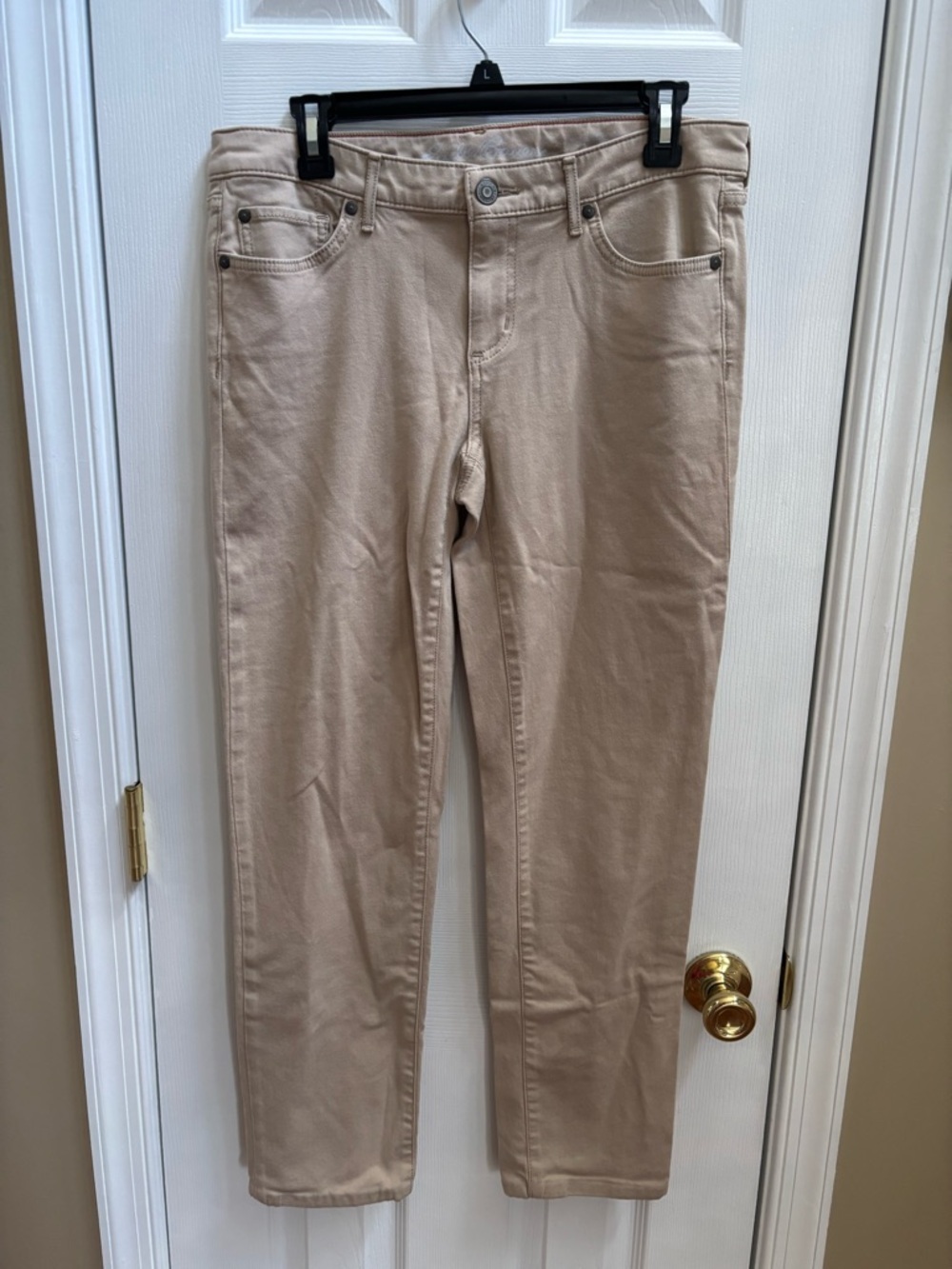 Eddie Bauer Womens Khaki Beige Curvy Slim Straight Pants Size 10, EUC
